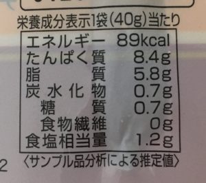ファミマのタンスティックチーズの栄養成分表示