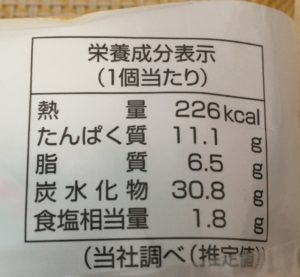 ファミマのピザサンド バターチキンカレーの栄養成分表示