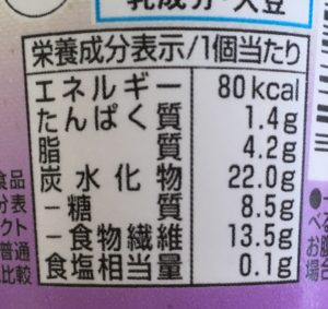 ローソンのSUNAO ラムレーズンの栄養成分表示