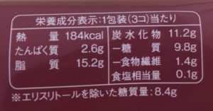 ローソンの糖質を考えたプチエクレアの栄養成分表示